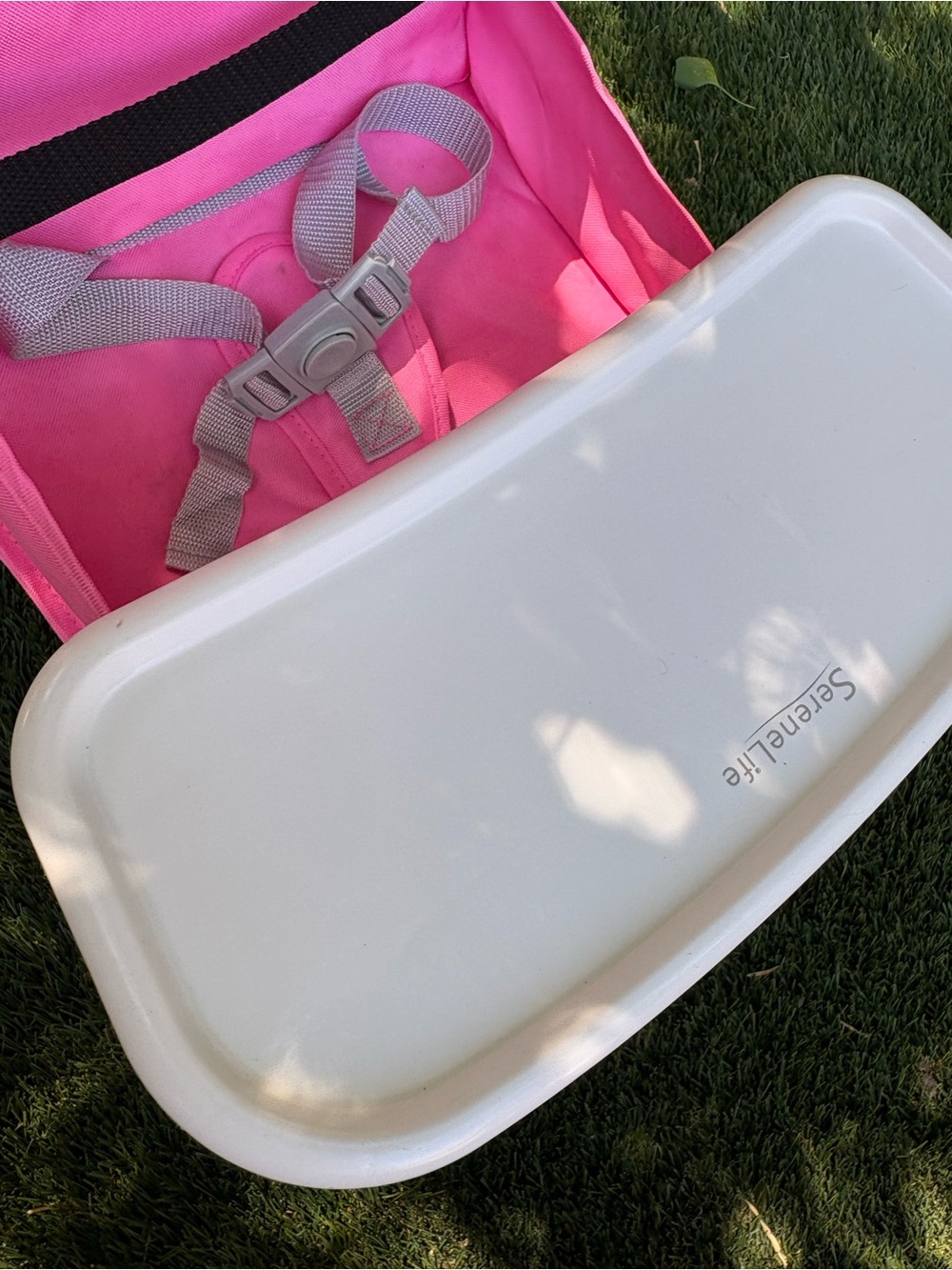 Pink Portable Booster Seat with Tray - Picture 3 of 7